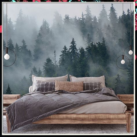 Create a one-of-a-kind bedroom with our exceptional wallpaper choices. Forest Bedroom, Forest Room, Forest Wall Mural, Foggy Forest, Forest Wall, Removable Wall Murals, Wallpaper Decor, Wallpaper Bedroom, Nature Wall