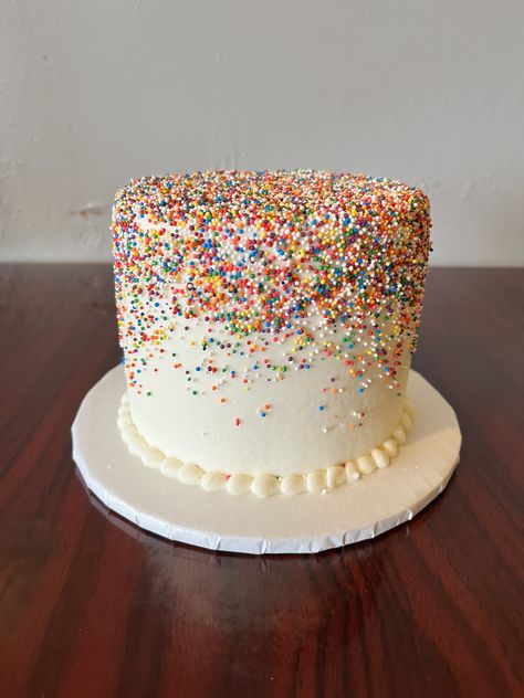 Plain Cake With Sprinkles, Smash Cake Sprinkles, White Cake With Sprinkles, Sprinkle Smash Cake, Rainbow Smash Cakes, 1st Bday Cake, Plain Cake, Confetti Birthday, Sprinkle Cake