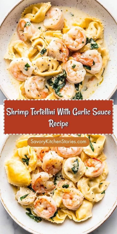 Want to elevate your dinner experience with a delightful seafood recipe? This Shrimp Tortellini with Garlic Sauce is not only quick to whip up but also bursting with flavor. Don’t forget to save this gem for your next culinary adventure in seafood dinners! Seafood Pasta Sauce, Shrimp Tortellini, Shrimp In Garlic Sauce, Garlic Tortellini, Tortellini Recipe, Dinner Experience, Seafood Dinners, Garlic Sauce Recipe, Garlic Shrimp Pasta