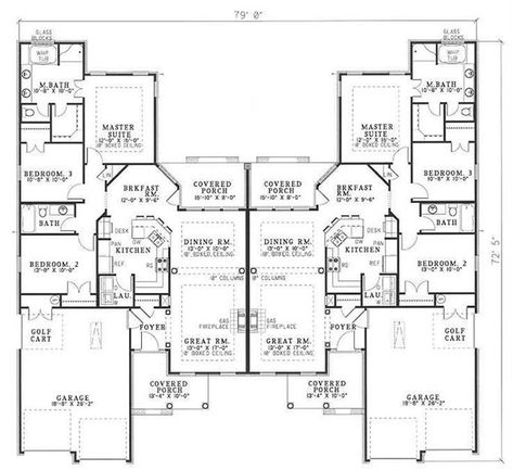 Duplex Homes, Patio Homes, Multigenerational House Plans, Multigenerational House, 4 Car Garage, Duplex Floor Plans, Duplex Plans, Nice House, Duplex Design