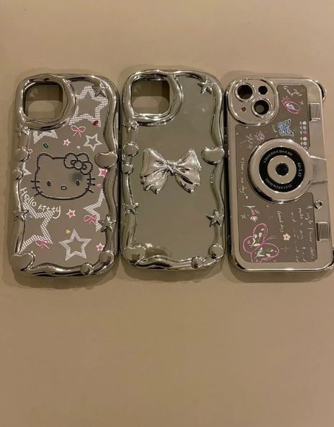 Cyber hellokitty Phone case Hello Kitty And Kuromi, Phone Case Y2k, Silver Phone Case, Y2k Phone Case, Hello Kitty Phone Case, Creative Iphone Case, Bling Phone Cases, Stylish Iphone Cases, Girly Phone Cases