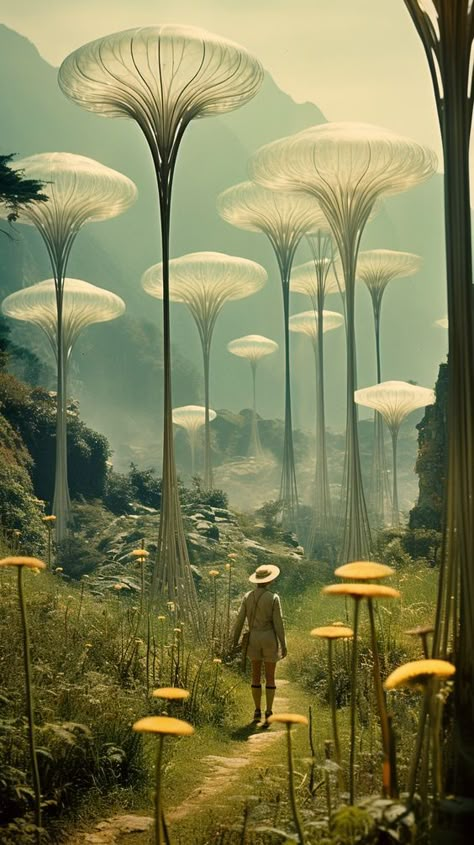 Alien Landscape Concept Art, Nature Utopia, Futuristic Nature, Surrealism Landscape, Dreamlike Landscape, Mushroom World, Earth Aesthetic, Alternative Reality, Apps On Your Phone