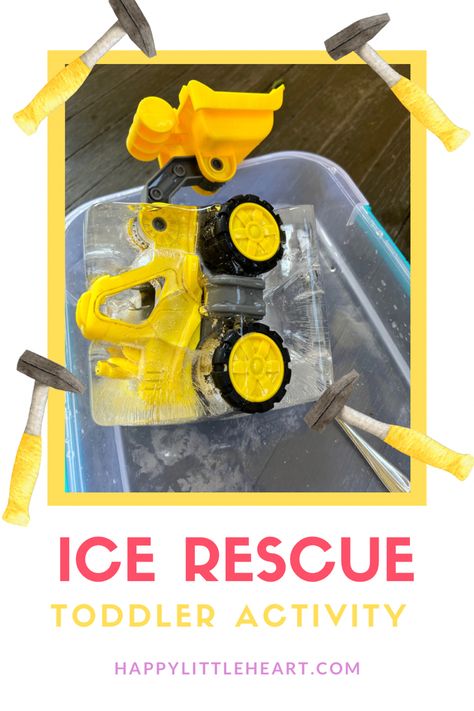 Digger Activities, Construction Ideas For Toddlers, Construction Sensory Play, Construction Truck Sensory Bin, Dig Dig Digging Book Activities, Ice Chips, Truck Crafts, Cement Mixer Truck, Truck Diy