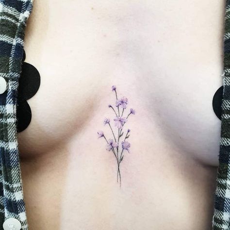 Pea Flower Tattoo, Sweet Pea Flower Tattoo, Chest Tattoo Flowers, Sweet Pea Tattoo, Violet Flower Tattoos, Sweet Pea Flower, Small Chest Tattoos, Flower Tattoo Ideas, Sweet Pea Flowers