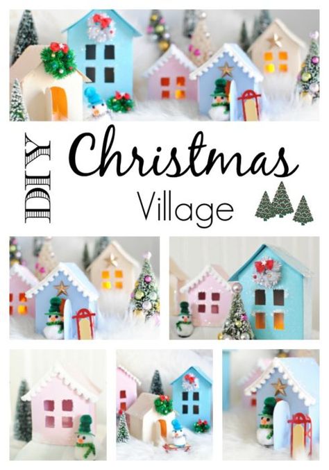 Christmas Village. Make Your Own with the Free House Template Diy Christmas Village Houses, 3d Templates, Diy Christmas Village, House Template, Christmas Village Houses, Diy Holiday Decor, Christmas Villages, 3d Christmas, Village Houses