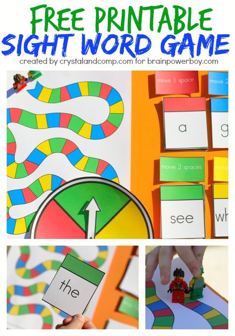 Free Printable Sight Word Game with game board and spinner Free Sight Word Games, Kindergarten Sight Word Games, Word Games For Kids, Sight Words Printables, Printable Board Games, Learning Sight Words, Teaching Sight Words, Dolch Sight Words, Word Board