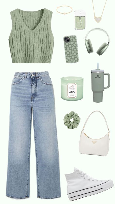 #green #greenoutfit #greenoutfitinspo #outfitinspo #outfit Cute Easy Outfits For School, Women's Winter Outfits, Cute Modest Outfits, Casual Outfit Inspiration, Casual Preppy Outfits, Cute Preppy Outfits, Easy Trendy Outfits, Stylish Boots, Vibe Clothes