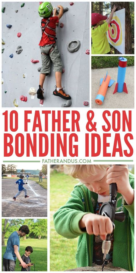 These Father Son Bonding Activities are great ideas for kids and dads. Many are outside so there are great ideas for summer! #kidsactivities #kids #dad #summerfun Father Son Activities, Sons Day, Parenting Classes, Bonding Activities, Natural Parenting, Raising Boys, Parenting Toddlers, No Excuses, Dad Son