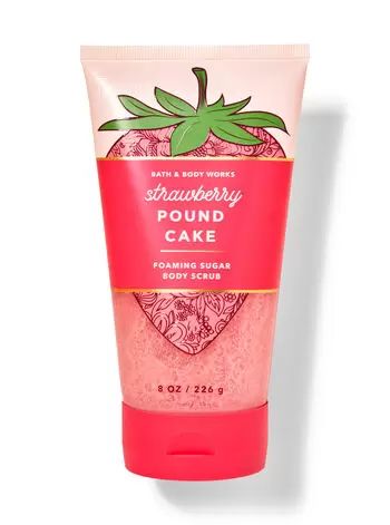 Strawberry Pound Cake, Foaming Sugar Scrub, Pound Cake With Strawberries, Exfoliating Body Scrub, Sugar Body Scrub, Sugar Body, Bath And Bodyworks, Body Exfoliator, Pound Cake