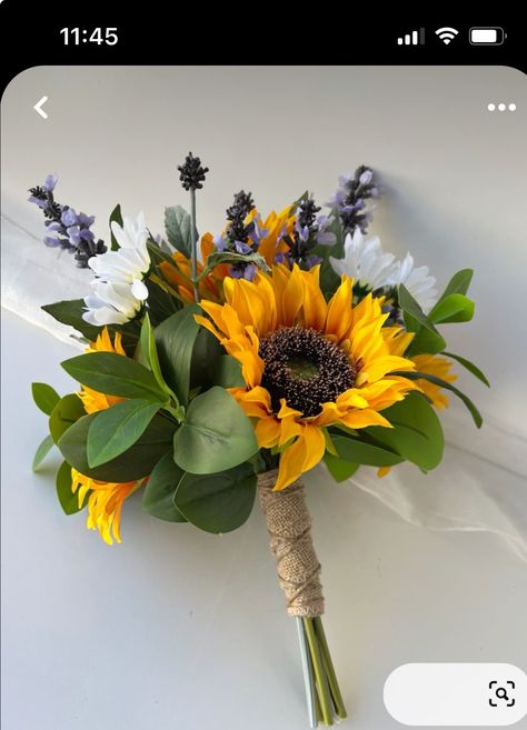 Sunflower Daisy Lavender Bouquet, Small Sunflower Wedding Bouquet, Minimalist Sunflower Bouquet, Fake Sunflower Bouquet, Sun Flower Wedding Bouquet, Bride Bouquets Sunflowers, Sunflower Prom Bouquet, Summer Sunflower Bouquet, Simple Sunflower Wedding Bouquet