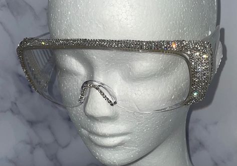 Rhinestone Glasses Frames, Rhinestone Covered Things, Bling Design, Clear Eyes, Glitter Glasses, Silver Bling, Eye Cover, Expensive Jewelry Luxury, Eyewear Womens