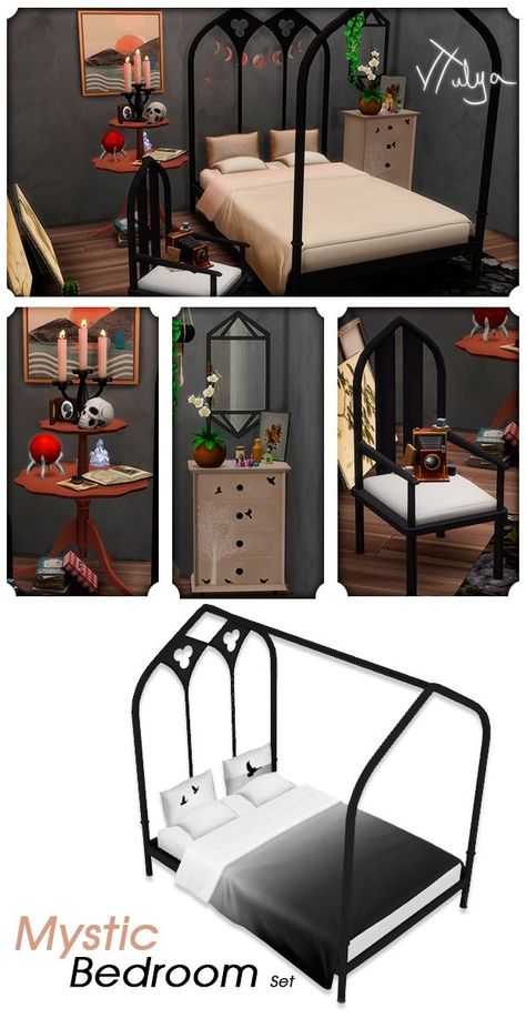 Sims 4 Cc Maxis Match Clothing Goth, Sims 4 Wizard Cc, Sims 4 Bedroom Cc Maxis Match, Maxis Match Build Cc, Sims 4 Bed Cc Maxis Match, Mystic Bedroom, Sims4 Dump, Sims4 Furniture, Sims Patreon