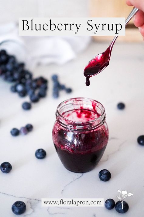 Blueberry Coffee Syrup Recipe, Sugar Free Blueberry Syrup, Blueberry Syrup For Coffee, Homemade Blueberry Syrup For Pancakes, Blueberry Cocktail, Blueberry Simple Syrup, Blueberry Loaf Cakes, Hibiscus Syrup, Lemon Blueberry Loaf