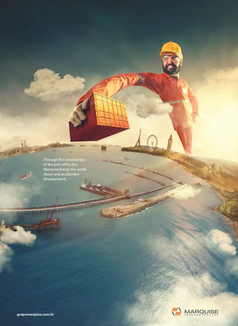 Print advertisement created by Bravo/BBG, Brazil for Marquise Group, within the category: Industrial, Agriculture. Creative Print Ads Ad Campaigns, Ads Of The World Creative Advertising, Advertising Layout, Logistics Design, Social Media Images Design, Visual Advertising, Business Advertisement, Shiva Shankar, Advertisement Poster