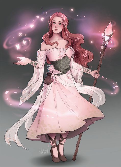 Spring Eladrin Female, Spring Eladrin, Dnd Bard, Dungeons And Dragons Rules, Dnd Druid, Types Of Magic, Elf Clothes, Romantic Fantasy, My Character