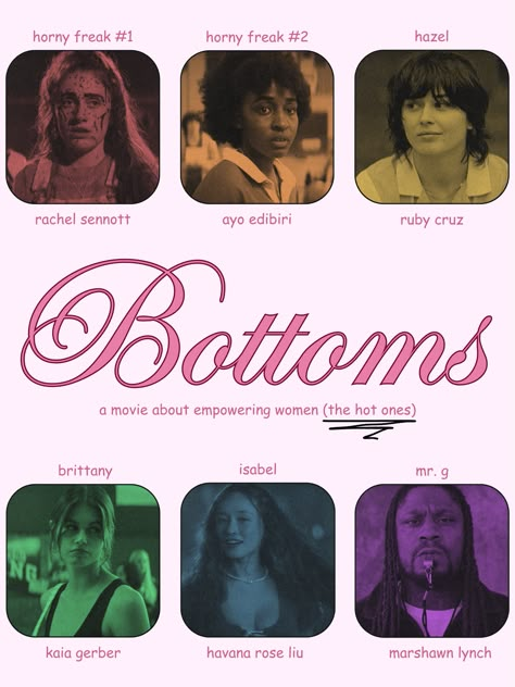 Tpobawf Poster, Bottoms Poster Movie, Bottoms Movie Poster, Bottoms Poster, Bottoms Cast, Queer Movies, Bottoms Movie, College Poster, 2023 Poster