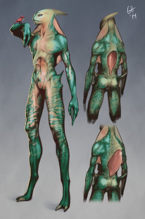 Aquatic Alien Concept Art, Plant Alien Humanoid, Alien Character Art, Concept Art Landscape, Alien Stuff, Character Design Cartoon, Humanoid Creatures, Alien Character, Heroic Fantasy