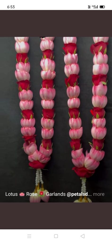 Lotus And Rose Garland, Lotus Flower Malai, Lotus Varmala Indian Weddings, Garlands Wedding Indian Flower Lotus, Lotus Flower Garland Wedding, Lotus Mala For Wedding, Lotus Garland Indian Wedding, Lotus Flower Garland, Lotus Varmala