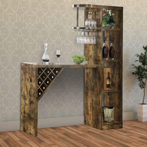 Bar Sala, Bar Unit, Bar In Casa, Stemware Rack, Rustic Bar, Coaster Furniture, Wood Bar, Wooden Bar, Bar Cabinet