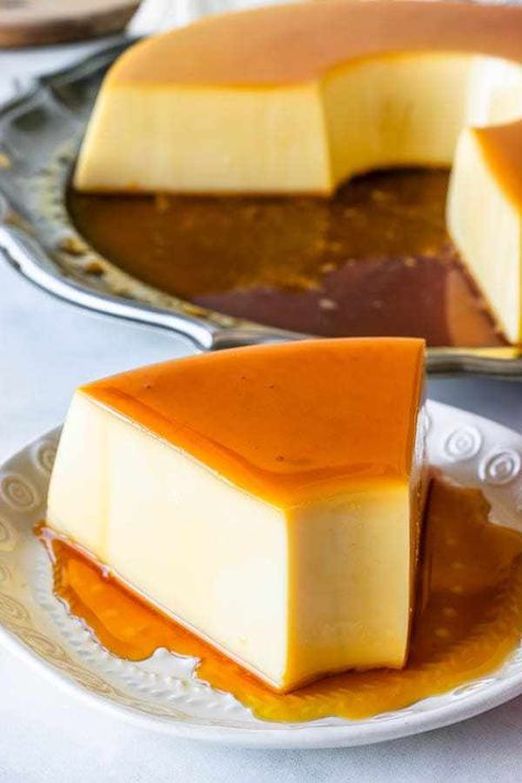 No-Bake Flan #caramelflan #nobake #cremecaramel #flan #pudim #christmas #dessert #easy #glutenfree #custard #caramel #eggfree No Bake Flan, Christmas Dessert Easy, Best Flan Recipe, Flan Recipe Easy, Flan Recipes, Chocoflan Recipe, Flan Dessert, Caramel Flan, Tacos Recipes