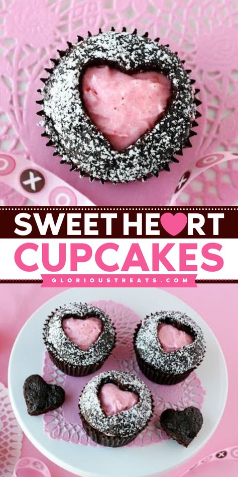 Sweet treats for Valentine's Day? Make your loved ones extra special with this best cupcake recipe! Sweet Heart Cupcakes with cherry frosting are quite an easy and creative cupcake idea! What's not to love? Valentine Cupcake Ideas, Best Cupcake Recipe, Cherry Frosting, Best Cupcake, Valentines Recipes Desserts, Red Desserts, Great Dinner Recipes, Fun Cupcake Recipes, Red Velvet Cake Recipe