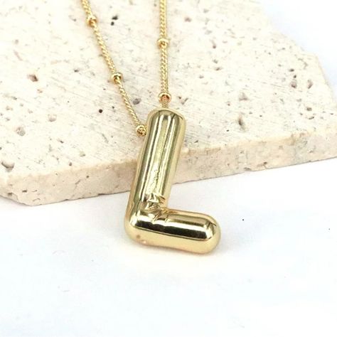 Balloon Animal Necklace, Letter L Necklace, L Initial Necklace, L Necklace, L Initial, Bubble Necklace, Xmas Wishlist, Gold Bubbles, Bubble Necklaces