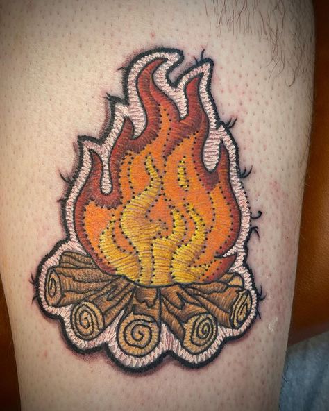 Campfire Embroidery, Blanket Tattoo, Campfire Tattoo, Ohio Tattoo, Patch Tattoo, Fire Tattoo, Embroidery Patch, July 11, Embroidery Patches