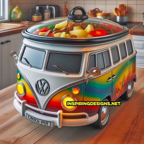 These Volkswagen Bus Slow Cookers Will Make You A Hit At Your Next Potluck Patio Bathroom, Vw Ideas, Volkswagen Type 2, Groovy Vibes, Retro Appliances, Vintage Vw Bus, Kitchen Help, Classic Volkswagen, Volkswagen Car