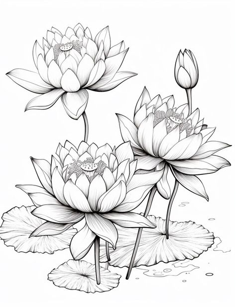 Water Lily Flower Tattoo, Water Lily Tattoo Design, Waterlily Tattoos, Water Lily Tattoo, Water Lily Tattoos, Violet Tattoo, Neat Tattoos, Lillies Tattoo, Lily Tattoo Design