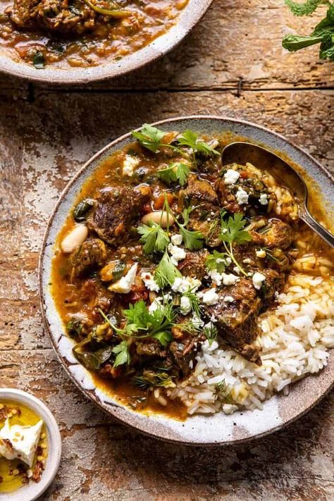 Persian Herb and Beef Stew | halfbakedharvest.com #beefstew #whitebeans #healthy Beef Stew With Rice, Stew With Rice, Arabisk Mad, Half Baked Harvest Recipes, Perfect Roast, Harvest Recipes, Winter Dinner, Half Baked Harvest, Persian Food