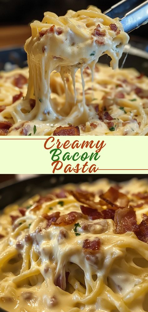 Creamy Bacon Pasta: Amazing Pasta Dinner Recipe Cream Cheese Bacon Spaghetti, Bacon Dinners Easy, Recipes With Crumbled Bacon, Bacon Cream Cheese Spaghetti, Pasta Dish With Bacon, Creamy Bacon Pasta Recipes, Easy Bacon Dinner Recipes, Creamy Bacon Spaghetti, Bacon Cream Cheese Baked Spaghetti