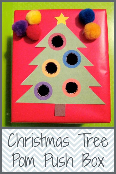 Christmas Tree Pom Pom Push Box Christmas Tree Pom Pom, Christmas Activities For Toddlers, Christmas Crafts For Toddlers, Christmas School, Preschool Christmas, Toddler Christmas, Toddler Fun, Craft For Kids, Noel Christmas