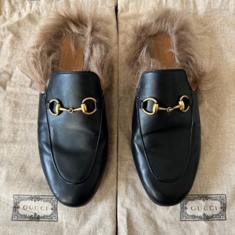 Gucci Black Leather Fur Princeton Slip-On Loafers Size 36.5 Black Gucci Sneakers, Gucci Leather Shoes, Gucci Flip Flops, Thanksgiving 2024, Gucci Loafers, Velvet Slippers, Shoes Gucci, Gucci Sneakers, Holt Renfrew