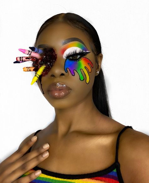 Follow @alandradsire on Instagram Make Up Ideas Crazy, Extreme Makeup Looks Halloween, Crazy Face Makeup, Fun Creative Makeup Looks, Fun Makeup Looks To Recreate, Make Up Photoshoot Ideas, James Charles Makeup Looks, Fx Makeup Ideas, Pop Art Makeup Ideas