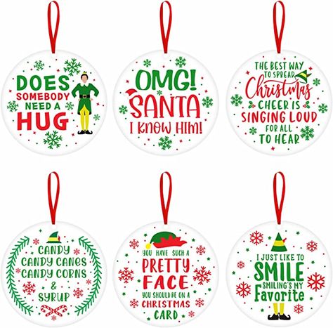 Amazon.com: Buddy The Elf Christmas Ornaments, 6 Pcs Funny Elf Holiday Tree Hanging Ornaments, Christmas Movie Collection Elf Merchandise Gift, Cute Christmas Home Decorations, Novelty Xmas Gifts for Women Men : Home & Kitchen Buddy The Elf Christmas Ornaments Diy, Christmas Movies Ornaments, Elf Movie Ornaments, Elf Christmas Ornaments Diy, Buddy The Elf Christmas Card, Elf Christmas Decorations Diy, Diy Elf Movie Decorations, Buddy The Elf Themed Christmas Tree, Elf Movie Crafts