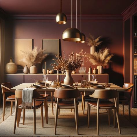 Maroon Dining Room, Burgundy Dining Room, Dining Toom, Dining Rooms, Dining Area, Reno, Paint Colors, Dream House, Dining Room