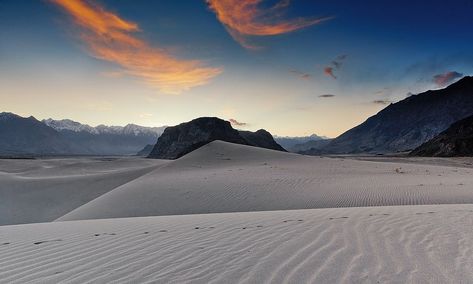 Cold desert at dusk. . Skardu, Pakistan— S.M.Bukhari Winter In The Desert, Cold Desert Skardu, Snowy Desert, Snow Desert, Cold Desert, Desert Biome, Karakoram Highway, Cold Deserts, Beautiful Pakistan