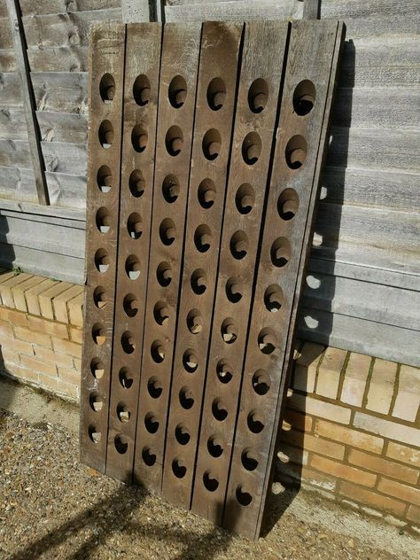 Vintage Antique Solid Oak Wooden French Wine Champagne Riddling Rack Stand Vintage Wine Rack Ideas, Wine Rack Ideas, Riddling Rack, Vintage Wine Rack, Antique Shelves, Wine Cellars, Wall Units, French Wine, Rack Design