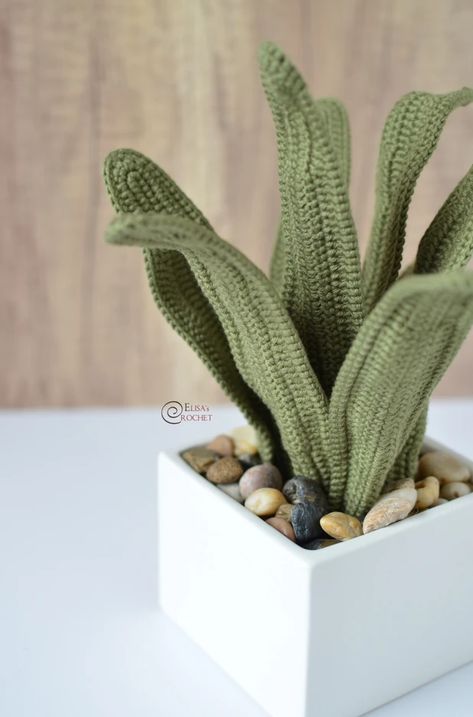 Snake Plant Free Crochet Pattern By Elisa's Crochet Snake Plant Crochet Pattern Free, Snake Plant Crochet, Plant Crochet Pattern, Plant Crochet, Free Crochet Amigurumi, Mushroom Ring, Fall Table Centerpieces, Fall Garland, Snake Plant