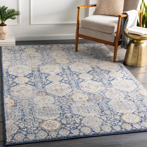 PRICES MAY VARY. Material: 100% Polypropylene | Pile Type: Medium Pile, 0,37 inches | Construction: Machine Woven | Origin: Turkey HOME DECOR : Geelbroek Updated Traditional Navy Area Rug can be seamlessly integrated into any existing home décor with Colors: Navy, Bright Blue, Tan, Medium Gray, White, Beige LONG LASTING AND SAFE : Designed to withstand everyday wear, our rugs are kid&pet friendly and stain resistant thanks to their enhanced soft synthetic fibers. Perfect for high traffic areas o Dining Room Area Rug, Rustic Farmhouse Living Room, Area Room Rugs, Trendy Rug, Updated Traditional, Navy Area Rug, Floral Area Rugs, The Grove, Farmhouse Living