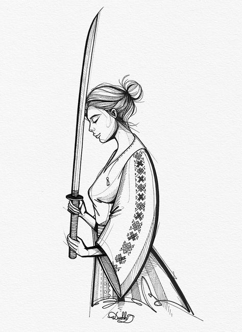 designed by #dushky / #art #illustration #drawing #tattoo #design #samurai #woman Samurai Woman Tattoo Design, Woman Samurai Tattoo, Female Samurai Drawing, Samurai Back Tattoo, Woman Samurai, Drawing Tattoo Design, Samurai Woman, Samurai Drawing, Spiral Tattoos