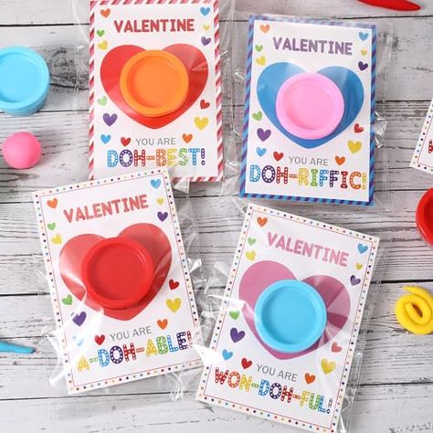 Valentines Day Gifts for Kids - 24 Pack Valentines Cards With Playdough - Funny Valentines Classroom Favors Exchange Cards for Boys Girls School Class Preschool Valentines Party Favors, Classroom Gift Exchange, Candy Free Valentines, Valentines Day Gifts For Kids, Valentines Toppers, Daycare Gifts, Valentines Day Baskets, Valentine Party Favors, Valentinstag Party