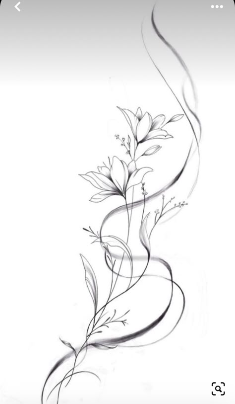 Back Tattoo With Flowers, Cool Women Tattoos, Wild Flowers Tattoo Design, Tattoo Background Design, Back Tattoo Women Flower, Cool Back Tattoos For Women, Cool Spine Tattoos For Women, Lotus Flower Spine Tattoo, Abstract Floral Tattoo