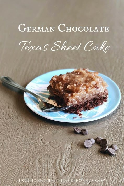 German Chocolate Texas Sheet Cake, German Chocolate Cake Sheet Cake, German Chocolate Sheet Cake Recipe, German Chocolate Sheet Cake, Chocolate Texas Sheet Cake, Slab Pies, Texas Sheet Cake Recipe, German Chocolate Cake Recipe, German Bakery