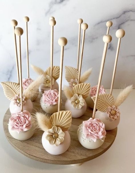 Boho Theme Cake Pops, Boho Bridal Shower Cake Pops, Sweet Sixteen Cake Pops, Boho Treats Ideas, Boho Chocolate Covered Oreos, Boho Cake Pops Ideas, Beige Cake Pops, Boho Wedding Desserts, Bridal Shower Cake Pops Ideas