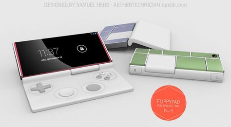 Flippypad Concept Shows How Project Ara As A Handheld Gaming Console Console Concept, Modular Phone, Nintendo Controller, Portable Console, Handheld Console, Sci Fi Props, Handheld Game Console, Controller Design, Home Technology