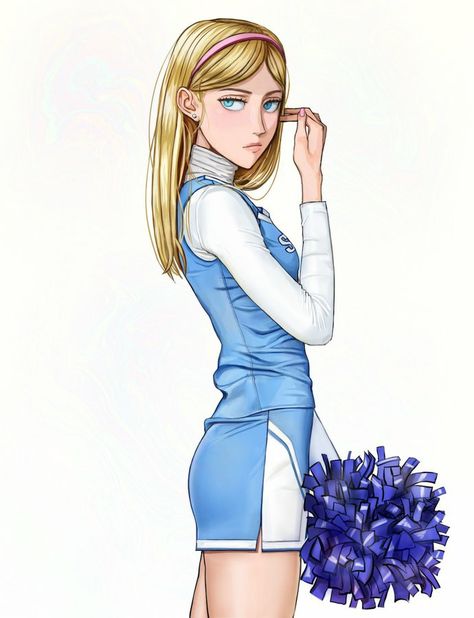 Cheerleader Character Art, Cheerleader Cartoon, Anime Cheerleader, Cheer Posters, Anime Elf, Cute Cheerleaders, Cheerleader Girl, Female Cartoon