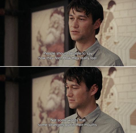 ― (500) Days of Summer (2009)Tom: People should be able to say how they feel. How they really feel. Not some words that some strangers put in their mouths. 500 Days Of Summer Quotes, Anamorphosis And Isolate, Best Movie Lines, Best Movie Quotes, 500 Days Of Summer, 21st Quotes, Favorite Movie Quotes, 500 Days, Septième Art