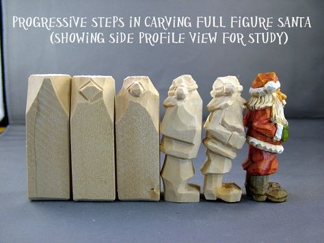 Standing Santa Santa Wood Carving Patterns, Wood Carving Faces, Dremel Carving, Wood Carving For Beginners, Simple Wood Carving, Santa Carving, Wooden Santa, Dremel Wood Carving, Deco Nature