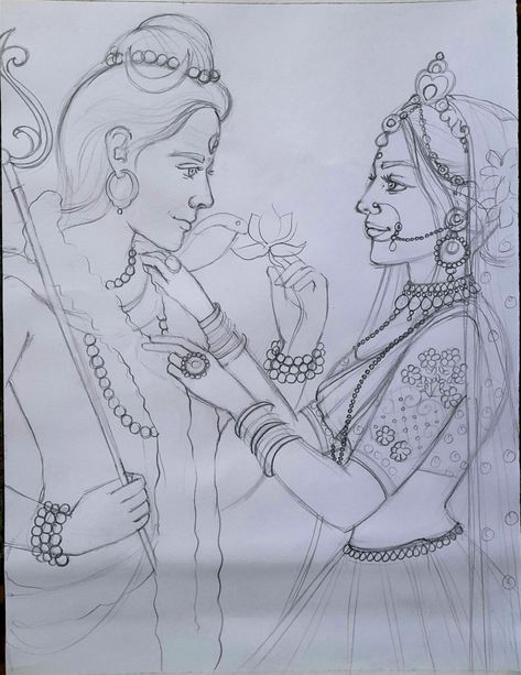 Parvati Drawing, Friendship Sketches, Shiv Parvati, Pencil Drawing Images, Abstract Pencil Drawings, Pencil Sketch Images, Pen Art Drawings, Art Drawings Sketches Pencil, Book Art Diy